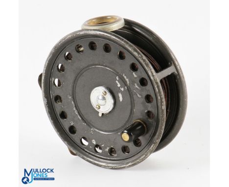 Hardy Bros "The St George" alloy sea trout/light salmon fly reel 3 ¾" spool, 2 screw latch, black handle, milled rim tensione
