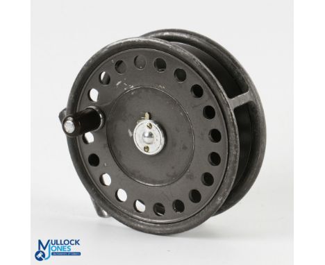 Hardy Bros "The St John" alloy sea trout/light salmon fly reel, 3 7/8" spool, 2 screw latch, black handle, milled rim tension