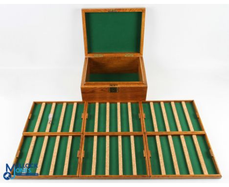 Interesting bespoke custom built light oak fly reservoir - 13" x 10" x 5 ¾", with 6 internal trays. Pre-production model, 20 