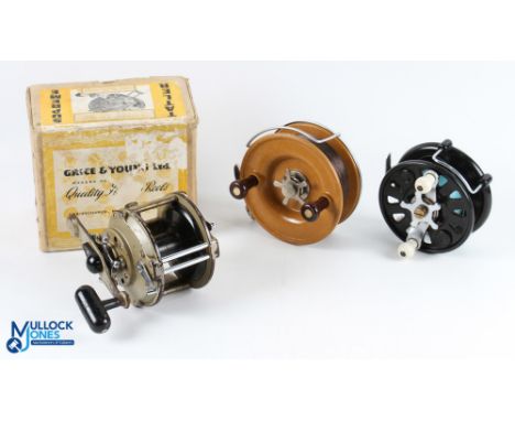 Alvey Snapper 5" reel composite wide spool with star tensioner and twin mushroom handles, steel back with on/off check, Bicke