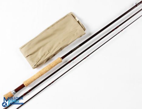 David Norwich Scotland graphite sea trout fly rod No 0847, 11' 3pc line 7/8#, uplocking alloy reel seat with wood insert and 