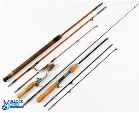 An interesting collection of spinning rods, as follows: A True Temper Product from Geneva, Ohio, bait casting rod "The Americ