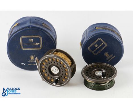 Hardy Bros "The Prince" 7/8 alloy trout fly reel with spare spool, 3 3/16" spool, 2 screw latch, brown handle, large rear spi