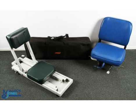 Airflow Boat Seat, in original case - light used condition. Plus, a clamp on boat seat - with a blue nylon fabric finish - al