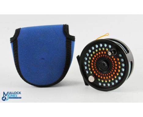 Lamson USA 3.5 alloy salt water fly reel 3 ½" spool, 2 screw latch, counter balanced handle, rear check, very light use in ne