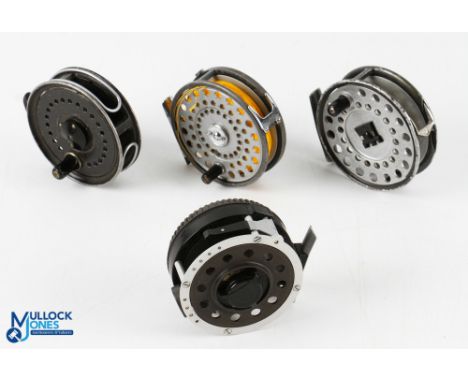 A collection of fly reels, as follows: Mitchell 710 automatic fly reel, light use, runs well. Hardy Bros "The Viscount 140" a