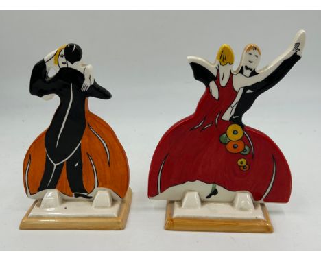 A pair of Wedgwood Age of Jazz dancers  Bizarre by Clarice Cliff. Both dated 2000. Tango dancer 15cm. 