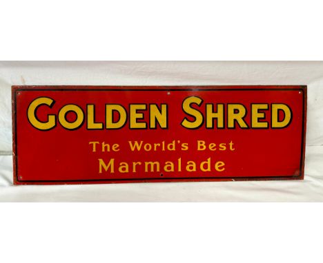 An original enamel Golden Shred 'The Worlds Best Marmalade' advertising sign measuring 25.5 x 76cm. 