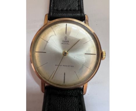 A gentleman's manual Tudor Royal shock - resisting wristwatch with champagne dial, C1960's. Rolex buckle. 35mm case. Winds an