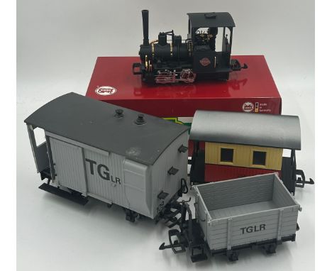 L.G.B Lehman. A boxed L.G.B. G Scale 20140 Orenstein &amp; Koppel 0-4-0 Tank Engine, in black together with a L.G.B. 31170 fi