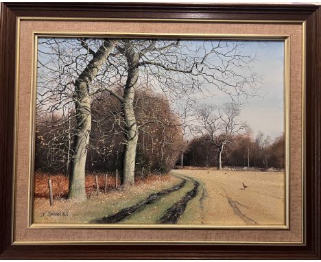 Neil Spilman (B.1951) Oil on canvas, “Patch near Plantation House” 30cm x 40cm. 