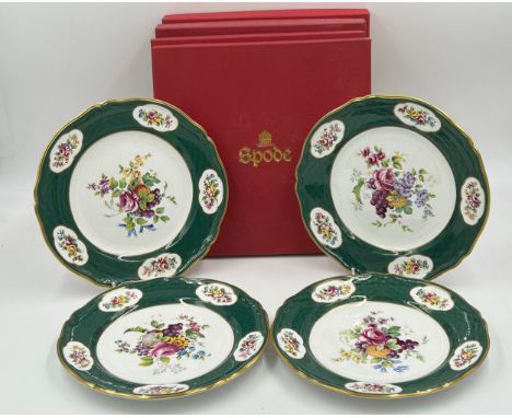 Spode Edwardian Flower series plates.  Numbered 3, 4, 5 and 6.  Design from an original by Arthur Perry c. 1912.  All in boxe