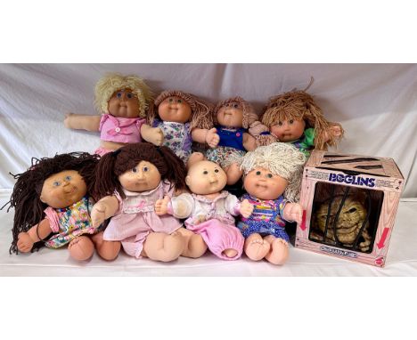 A collection of eight Cabbage Patch dolls together with a Mattel Boglins Flurp in original box. 