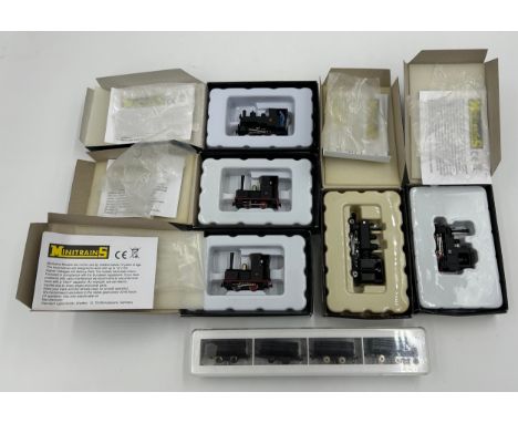 Minitrains to include 5 x Locomotives - 1074 baldwin 2-6-2 black full cab, 1083 decauville progres black, 2011 - bagnall blac