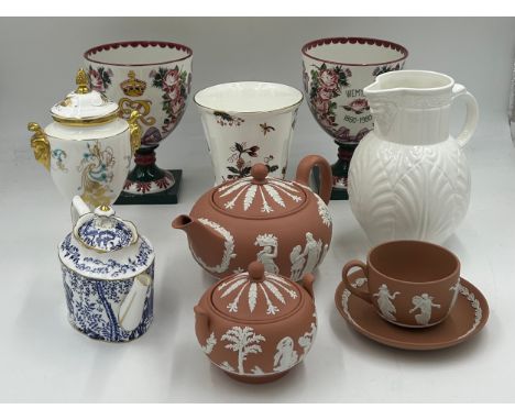 A collection of ceramics to include Two Wemyss Royal Doulton Goblets to commemorate The Queen Mother &amp; Wemyss Centenary l