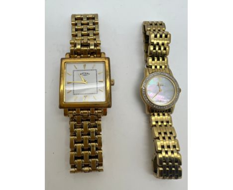 Two watches to include Rotary with date aperture and a square face and a Citizen Eco-Drive with mother of pearl face 