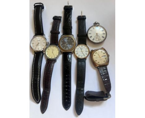 A collection of watches to include Lorus, Collezione, Ben Sherman, Jaquet-Girard, Rotary and a silver pocket watch. 