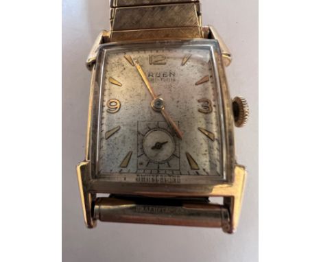 A 1930's manual Gruen 10K gold filled cased Veri-thin wristwatch with subsidiary seconds dial.Winds and goes. 