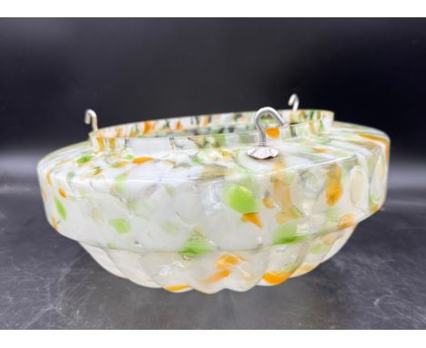 Vintage white, green and orange ceiling light shade approx 32cm across. 