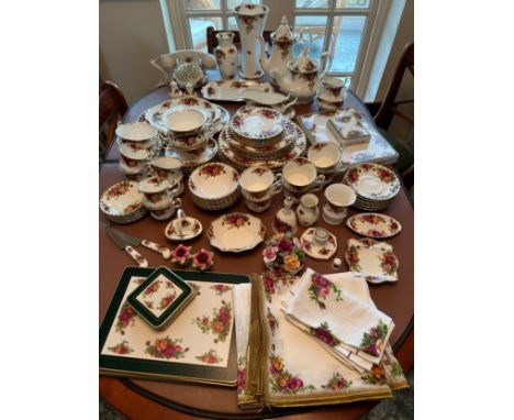 A large quantity of Royal Albert Old Country Roses dinner, tea, coffee and other items to include 2 cake plates, 1 meat plate