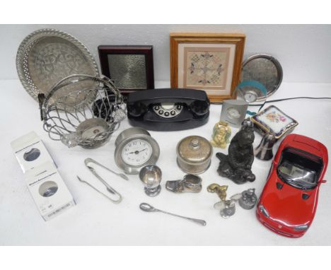 A collection of assorted items to include silver plated items, toy Car Bburago Viper Dodge and a telephone, amongst other ite