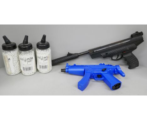 A Webley Typhoon .177 cal. target shooting air pistol and ‘BB’ gun with ammunition *THIS LOT IS NOT AVAILABLE FOR PACKING AND