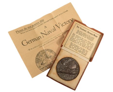 RMS Lusitania - Cunard - an original WWI First World War period British Propaganda medal, after the German original which was