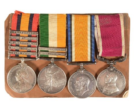 A Boer War and WWI First World War medal group awarded to one 29304 Company Staff Major C. H. Parfitt comprising Queens South