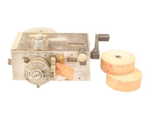 Setright Bus Conductor ticket issuing machine with rolls of blank Bristol Omnibus unpunched tickets. Manually operated machin
