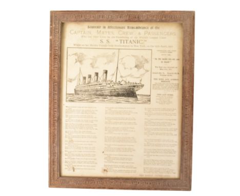 Titanic - a 1912 Rememberance Souvenir leaflet on board with text and poetry on the disaster. The titles reading "Souvenir of