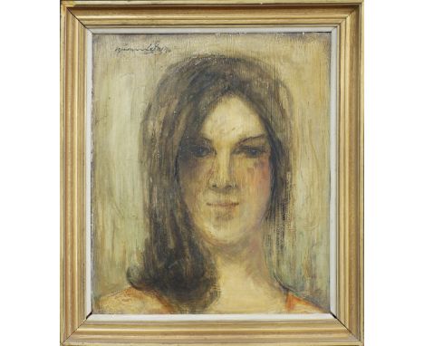 →Victor Ioannides (Cypriot 1903-1984), Portrait of a young woman, tempera on board, 35x30cm, signed higher left and dated 70.
