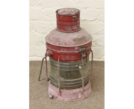 A painted and galvanized metal ships hand lantern marked "not under command" also NF. V maritime B.