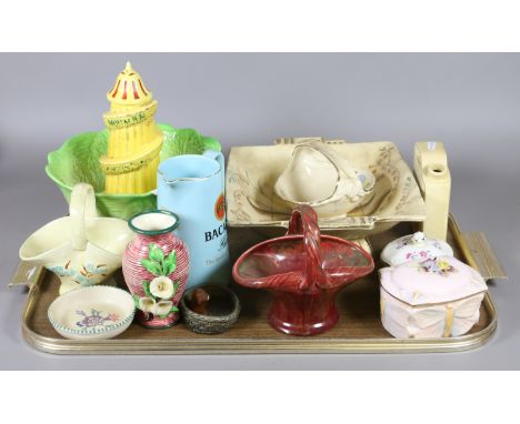 A tray lot of collectable china to include Beswick, Wade and Poole examples.