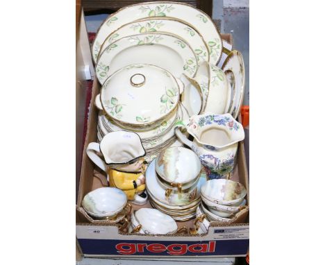 A collection of ceramic dinnerwares to include Alfred Meakin, hand painted twelve piece tea service, Masons jug etc.