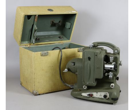 A cased Bolex Paillard 8mm film projector manufactured in Switzerland.