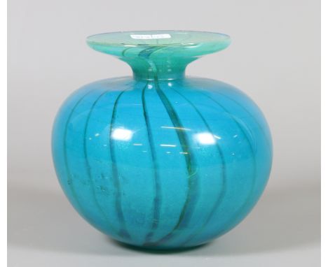 A Mdina onion shaped vase ground with jade banding.