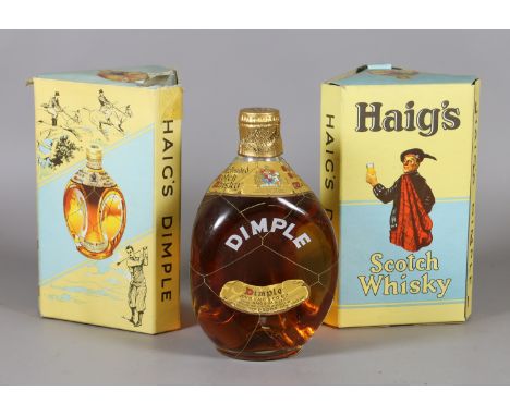Two vintage bottles of Haigs Dimple Scotch Whisky in original boxes.