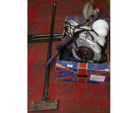 A lot of tools including a 1200 watt circular saw, a record 218m pipe bender, a Stanley No.5 Jack plane etc.