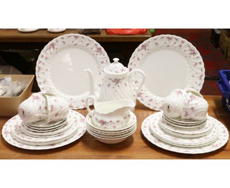 A Wedgwood Picardy part tea/dinner service decorated with flowers including coffee pot, cups and saucers, bowls, dinner plate