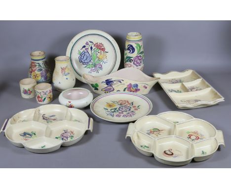 A collection of assorted Poole pottery items.