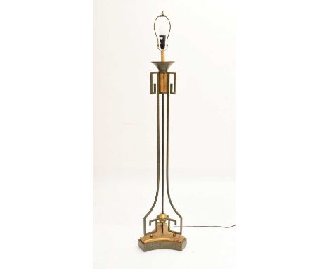 Reproduction Art Deco standard lamp, with bronzed and gilt craquelure finish, 158cm high (including fitment)