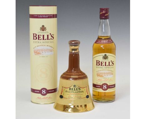 Bell's Finest Old Scotch Whisky, 2 x bottles, and one bell decanter