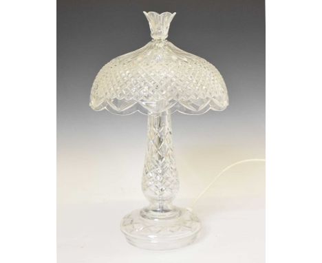 Waterford 'Achill' cut crystal table lamp and shade, etched mark, 50cm high