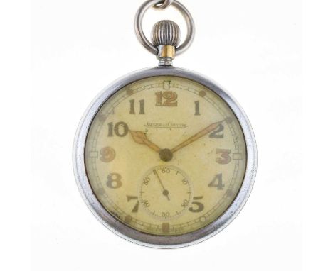 Jaeger Le-Coultre - Second World War military issue pocket watch, having a white dial with Arabic hour markers, filled hands 
