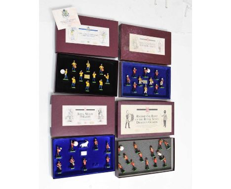 Britains - Four boxed sets of military figures comprising; 00102 'The Regimental Band of the Royal Scots Dragoon Guards', 519