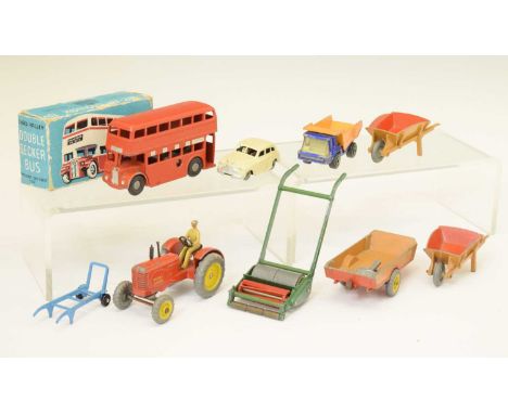 Chad Valley clockwork Double Decker Bus (a/f), boxed, together with a small group of diecast models including Dinky Toys 