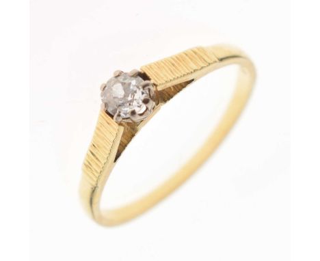 Single stone old brilliant cut diamond ring, the yellow metal shank stamped '18ct', size V, 3.2g gross approx