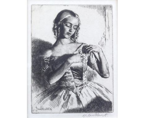Gerald Leslie Brockhurst (British, 1890-1978). 'Nadejda', 1924, etching on wove paper. Framed and glazed. Image size 15 x 11c