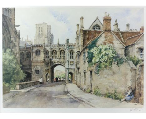 Eric Sturgeon (1920-1999).  The Chain Gate, Wells, Somerset. Giclee print, hand signed to the margin. 61 x 78cm. 
