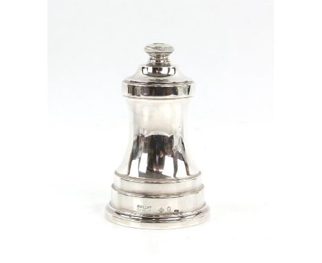 Silver pepper grinder marked 925 and Collet Geneve, 10 cms high